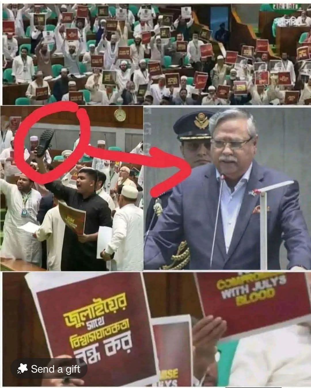 রাষ্ট্রপতি চুপ্পুর ভাষণ চলাকালীন জুতা উঁচিয়ে ‘জুতাপেটার’ হুমকি: হাসনাত আব্দুল্লাহর আচরণে সংসদে তীব্র বিতর্ক